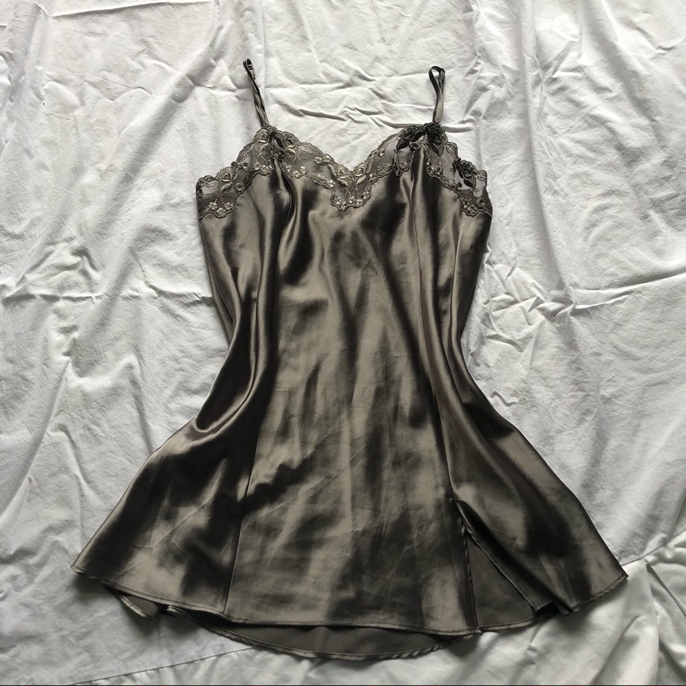 Gray lacy Victoria’s Secret slip dress